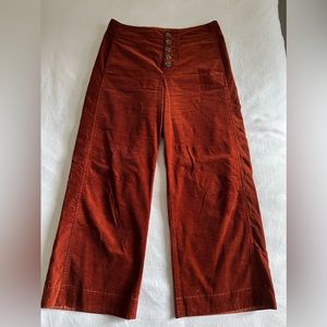 Anthropologie wide leg corduroy cropped pants in burnt orange size 8